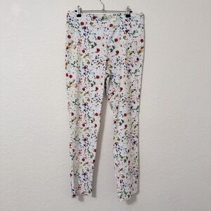 Krazy Larry Pants Womens 12 Pull On Ankle Stretch Ponte Rainbow Paint Splatter